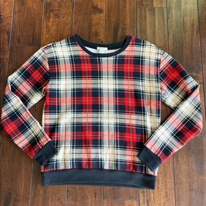 Forever 21 Red Black Plaid Pullover Sweatshirt